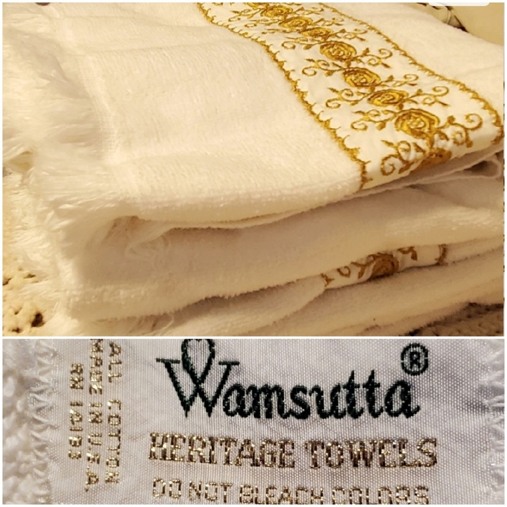 Vintage Wamsutta Heritage 2 White Towels.